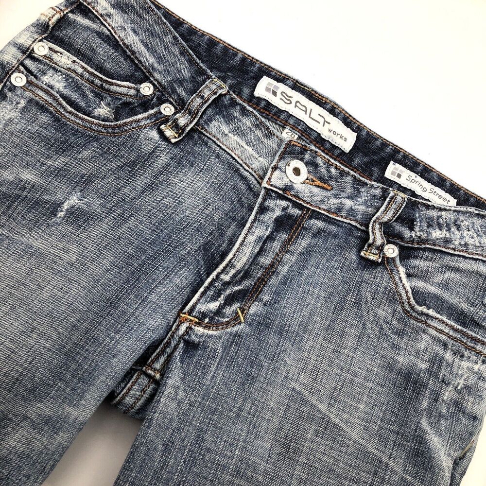 Salt Works Spring Street Women's Low Rise Jeans Size 26 Medium Wash Boot Cut
